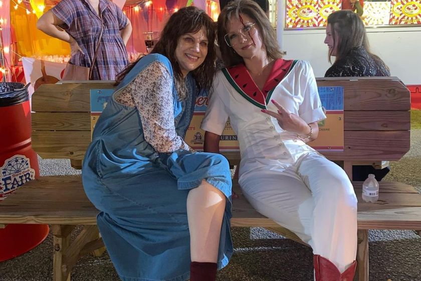 Jennifer Nettles and Kristen Johnston on set of "The Righteous Gemstones"