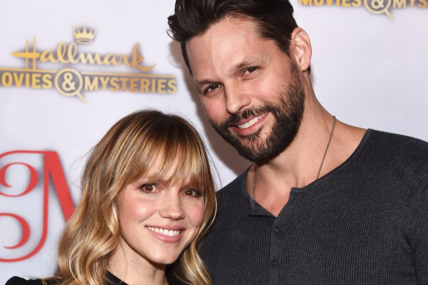 LOS ANGELES, CA - DECEMBER 04: Actor Justin Bruening (R) and actress Alexa Havins arrive at the Hallmark Channel "Once Upon A Christmas Miracle" screening and holiday party at 189 by Dominique Ansel on December 4, 2018 in Los Angeles, California.