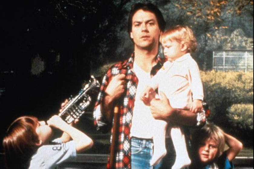Michael Keaton, Taliesin Jaffe, and Frederick Koehler in Mr. Mom (1983)