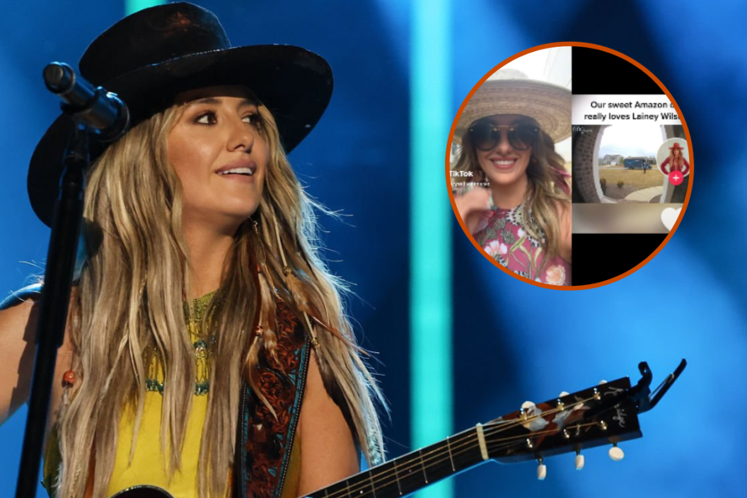 NASHVILLE, TENNESSEE - JUNE 09: Lainey Wilson performs on stage during day two of CMA Fest 2023 at Nissan Stadium on June 09, 2023 in Nashville, Tennessee plus screengrab from TikTok