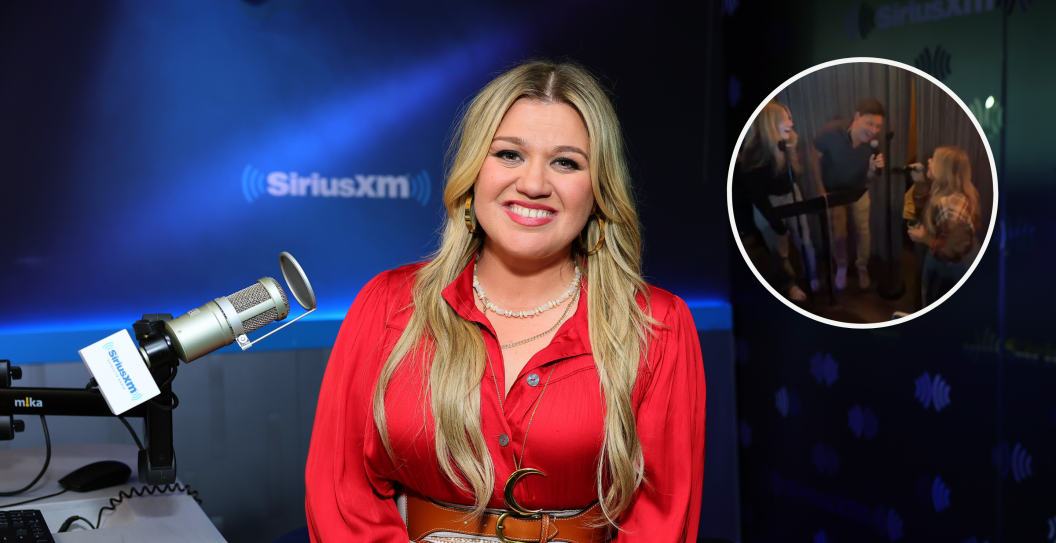 NEW YORK, NEW YORK - JUNE 21: Kelly Clarkson visits SiriusXM at SiriusXM Studios on June 21, 2023 in New York City and screengrab via Instagram