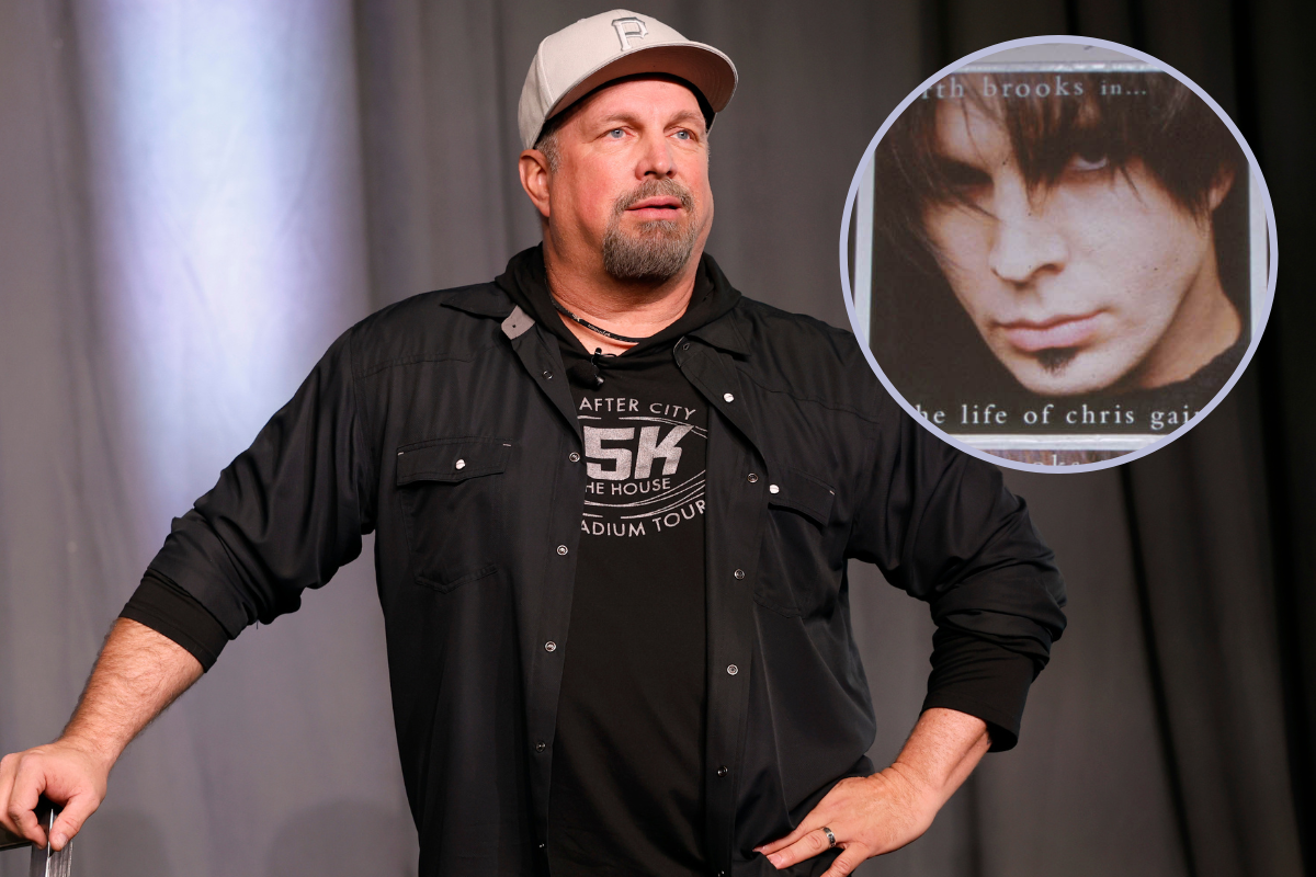 Garth Brooks speaks onstage at 'A Conversation with Garth Brooks' during CRS 2023 at Omni Nashville Hotel on March 13, 2023 in Nashville, Tennessee./ Chris Gaines album Cover