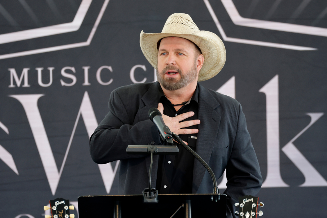 Garth Brooks speaks at the 2023 Music City Walk of Fame Induction ceremony at Music City Walk of Fame on May 04, 2023 in Nashville, Tennessee.