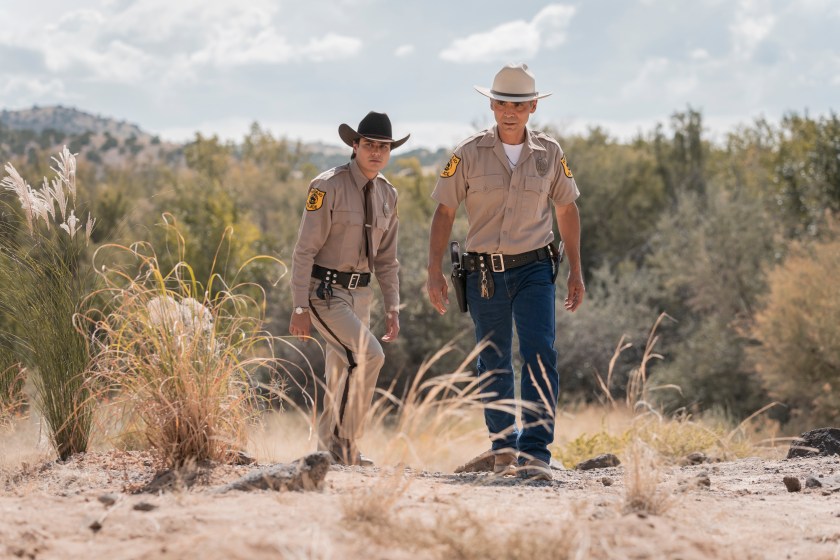 Zahn McClarnon as Joe Leaphorn and Kiowa Gordon as Jim Chee - Dark Winds _ Season 1, Episode 4