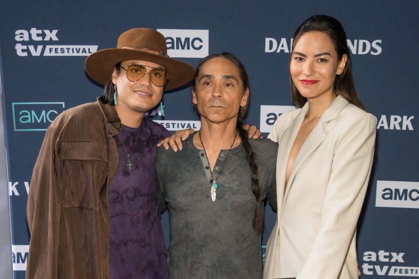 AUSTIN, TEXAS - JUNE 02: (L-R) Kiowa Gordon, Zahn McClarnon, and Jessica Matten attend the 11th Season of ATX TV Festival at the Paramount Theatre on June 02, 2022 in Austin, Texas.