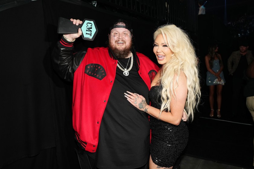 AUSTIN, TEXAS - APRIL 02: Jelly Roll wins the Male Video of the Year Award with Bunnie Xo at the 2023 CMT Music Awards at Moody Center on April 02, 2023 in Austin, Texas.
