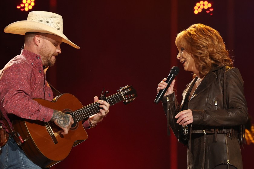 NASHVILLE, TENNESSEE - JUNE 09: (L-R) Cody Johnson and Reba McEntire perform on stage during day two of CMA Fest 2023 at Nissan Stadium on June 09, 2023 in Nashville, Tennessee.