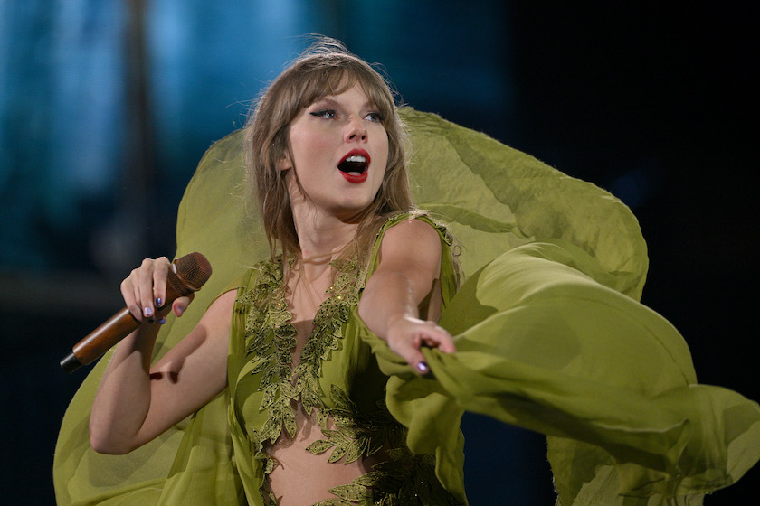 KANSAS CITY, MISSOURI - JULY 08: (EDITORIAL USE ONLY) Taylor Swift performs onstage during night two of Taylor Swift | The Eras Tour at GEHA Field at Arrowhead Stadium on July 08, 2023 in Kansas City, Missouri.