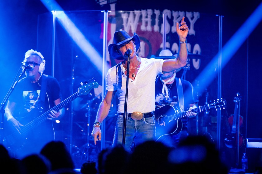 WEST HOLLYWOOD, CALIFORNIA - JULY 24: Tim McGraw performs onstage at a secret Standing Room Only show at Sunset Strip's Whisky A Go Go on July 24, 2023 in West Hollywood, California. 