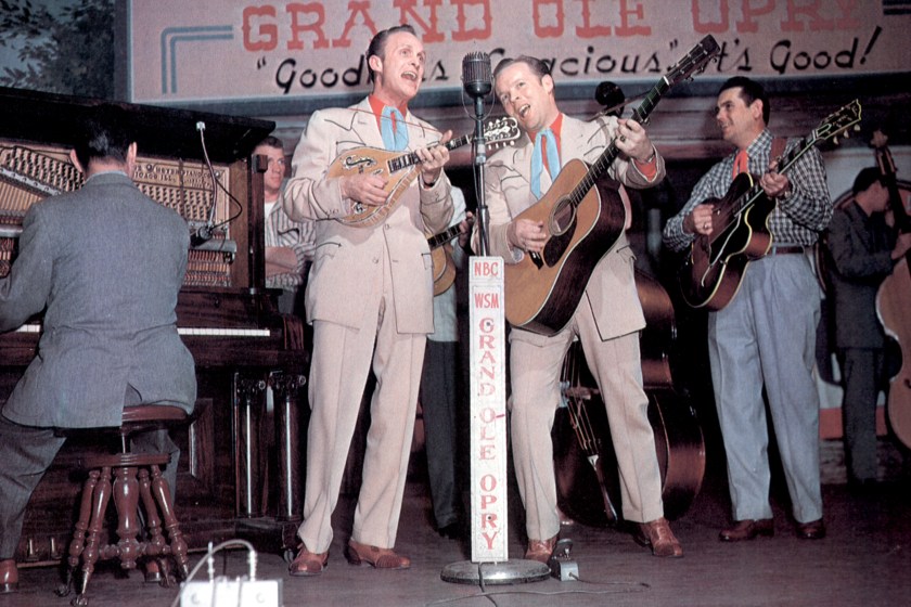UNITED STATES - JANUARY 01: (AUSTRALIA OUT) GRAND OLE OPRY Photo of Charlie LOUVIN and GRAND OLE OPRY and LOUVIN BROTHERS, - . Performing live at the Grand Ole Opry L - R: Charlie Louvin, Ira Louvin