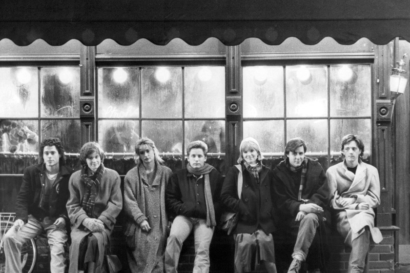 Demi Moore, Emilio Estevez, Rob Lowe, Andrew McCarthy, Judd Nelson, Ally Sheedy, and Mare Winningham in St. Elmo's Fire (1985)