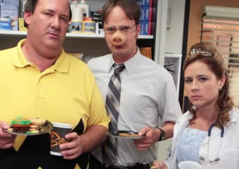 Jenna Fischer, Rainn Wilson, and Brian Baumgartner in The Office (2005)