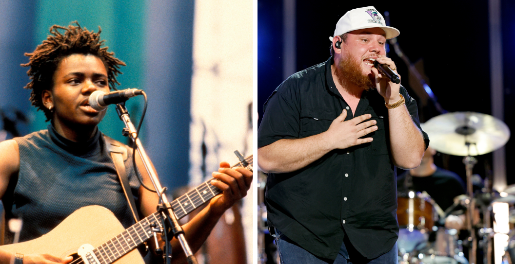 Tracy Chapman performs onstage/ Luke Combs performs on stage during day one of CMA Fest 2023 at Nissan Stadium on June 08, 2023 in Nashville, Tennessee.
