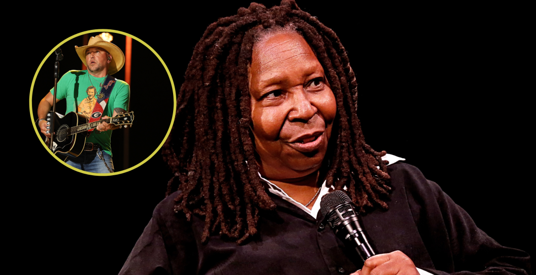 Whoopi Goldberg attends a conversation and screening for MGM+'s "Godfather Of Harlem" at The 92nd Street Y, New York on March 24, 2023 in New York City/ Jason Aldean performs on stage during day three of CMA Fest 2023 at Nissan Stadium on June 10, 2023 in Nashville, Tennessee.