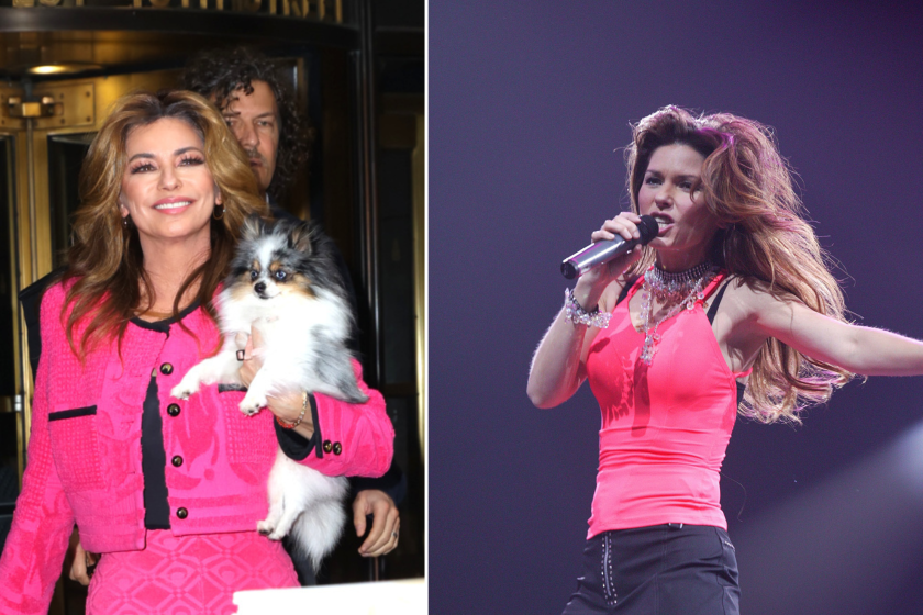 NEW YORK, NY - JANUARY 05: Shania Twain is seen on January 05, 2023 in New York and LONDON - FEBRUARY 16: Singer Shania Twain performs on stage at the Wembley Arena February 16, 2004 in London, England.