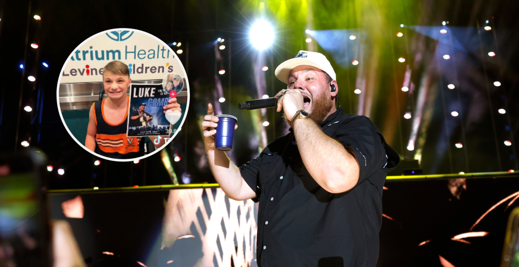 NASHVILLE, TENNESSEE - JUNE 08: Luke Combs performs on stage during day one of CMA Fest 2023 on June 08, 2023 in Nashville, Tennessee and screengrab via TikTok.