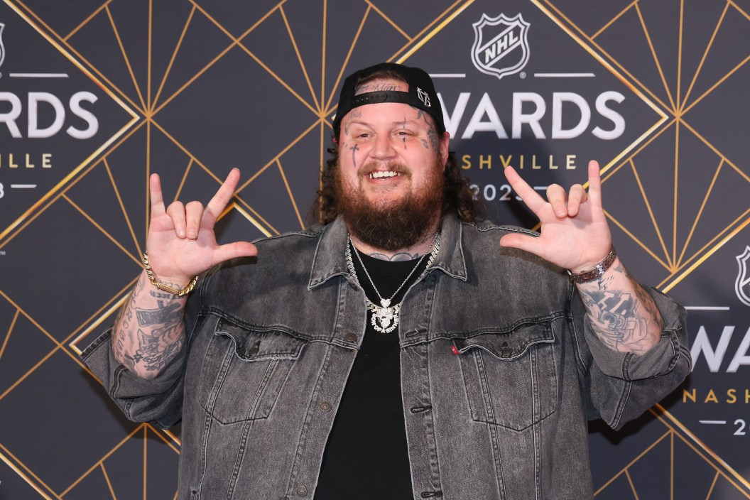 NASHVILLE, TENNESSEE - JUNE 26: Jelly Roll is seen on the Red Carpet before the 2023 NHL Awards at Bridgestone Arena on June 26, 2023 in Nashville, Tennessee.
