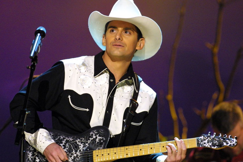NASHVILLE, TN - NOVEMBER 6: Video of the Year award winner Brad Paisley performs at the 36th Annual CMA Awards (Country Music Association) at the Grand Ole Opry House on November 6, 2002 in Nashville, Tennessee. 