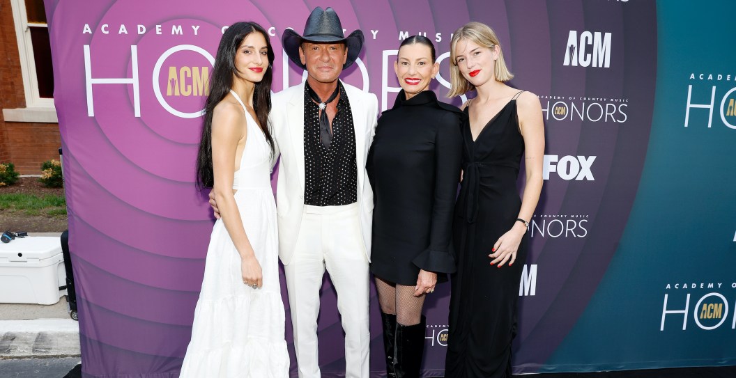 NASHVILLE, TENNESSEE - AUGUST 23: (L-R) Audrey McGraw, Tim McGraw, Faith Hill and Maggie McGraw attend the 16th Annual Academy of Country Music Honors at Ryman Auditorium on August 23, 2023 in Nashville, Tennessee.