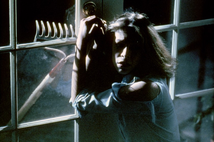 American actress Jamie Lee Curtis on the set of Halloween, written and directed by John Carpenter.