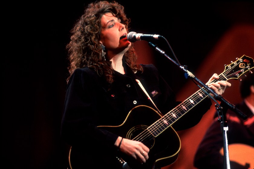 Musician Kathy Mattea performs onstage at Farm Aid in Indianapolis, Indiana, April 7, 1990. 
