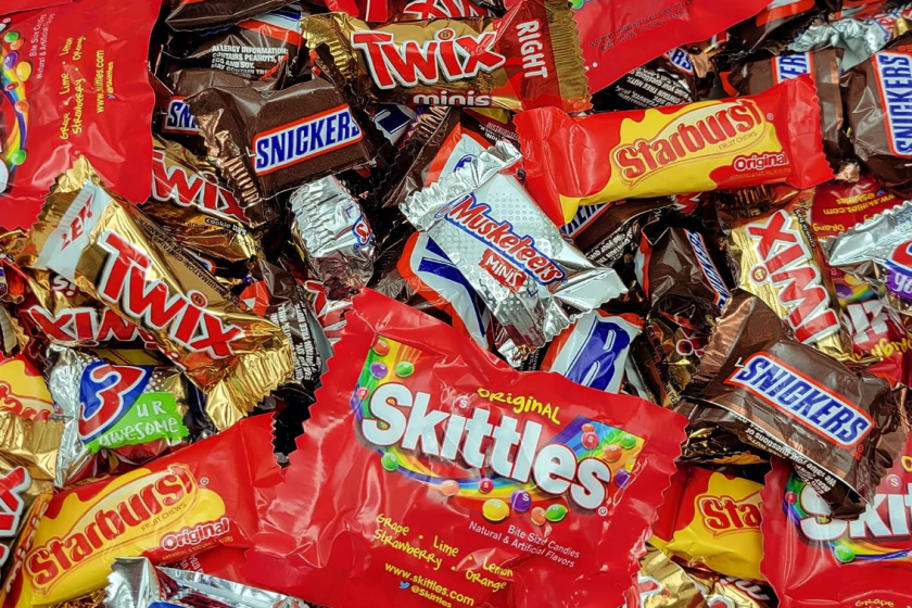 Variety pack of popular Halloween Candy
