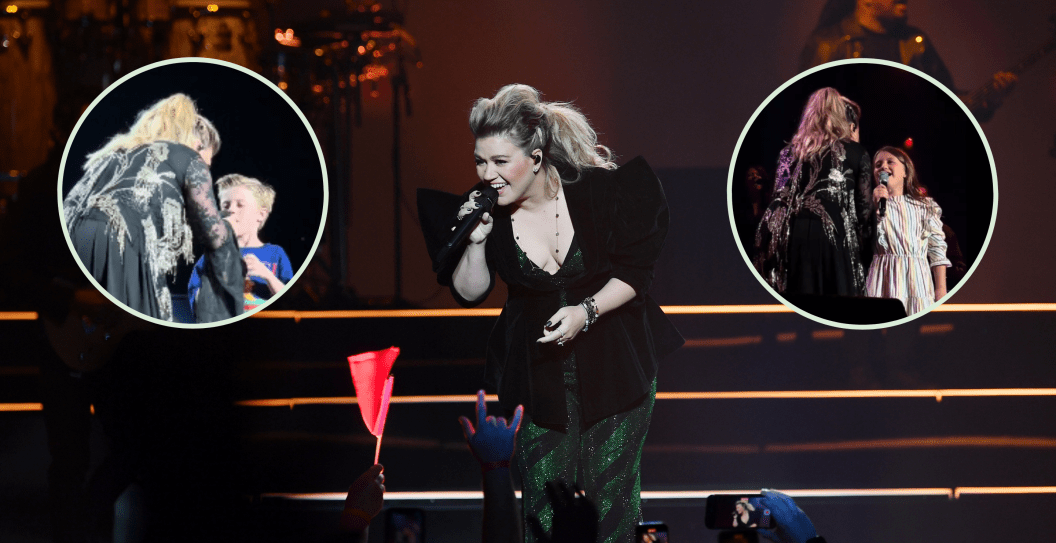 LAS VEGAS, NEVADA - JULY 28: Kelly Clarkson performs during her show chemistry...An Intimate Night with Kelly Clarkson at Bakkt Theater at Planet Hollywood Las Vegas Resort & Casino on July 28, 2023 in Las Vegas, Nevada and screengrabs via TikTok.