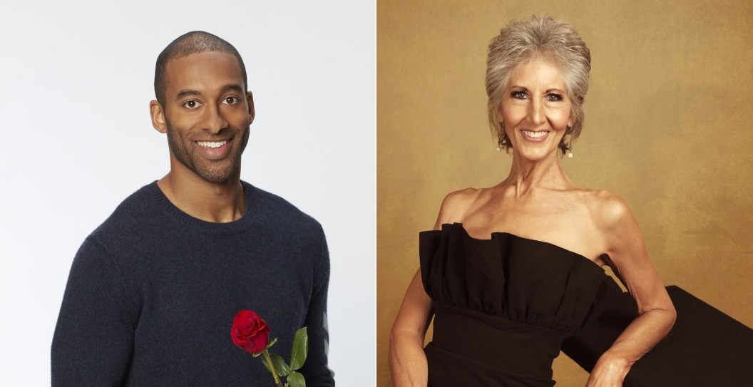 Former Bachelor Matt James and his mom Patty James, a contestant on ABC's 'Golden Bachelor'