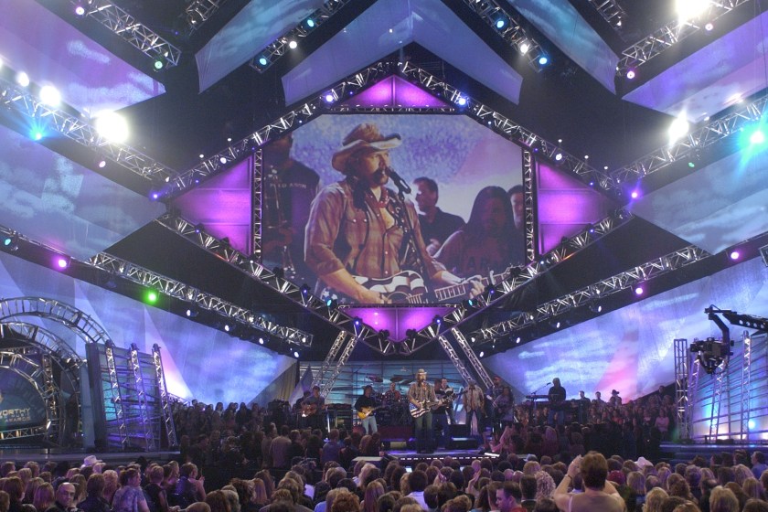 Toby Keith on stage during 2003 CMT Flameworthy Awards - Show at The Gaylord Center in Nashville, Tennessee, United States.