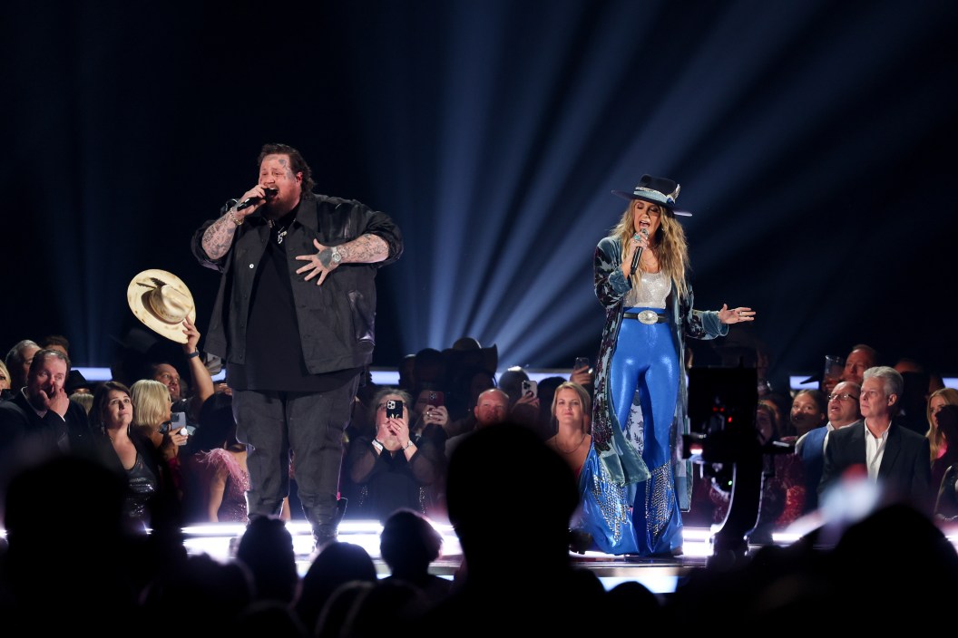 Jelly Roll and Lainey Wilson at the 58th Academy of Country Music Awards from Ford Center at The Star on May 11, 2023 in Frisco, Texas. (