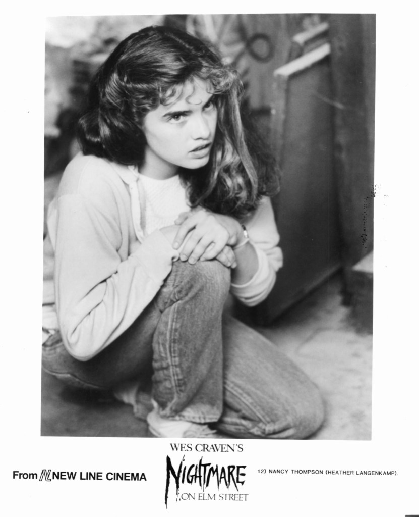 Heather Langenkamp crouching in a scene from the film 'A Nightmare On Elm Street', 1984.