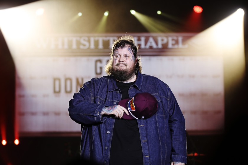 NASHVILLE, TENNESSEE - MARCH 15: (EDITORIAL USE ONLY) Jelly Roll performs onstage at the New Faces of Country Music Dinner during CRS 2023 at Omni Nashville Hotel on March 15, 2023 in Nashville, Tennessee.
