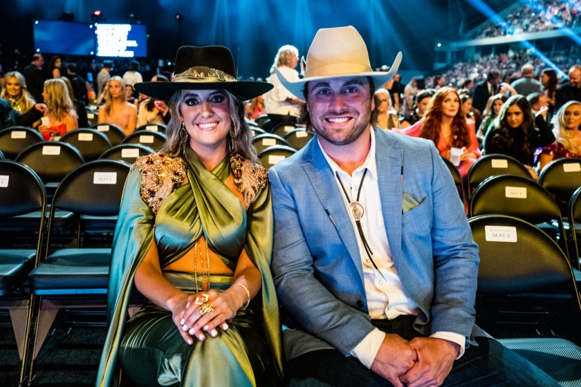 FRISCO, TEXAS - MAY 11: (L-R) Lainey Wilson and Devlin Hodges attend the 58th Academy of Country Music Awards at The Ford Center at The Star on May 11, 2023 in Frisco, Texas