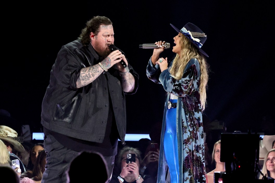 FRISCO, TEXAS - MAY 11: (L-R) Jelly Roll and Lainey Wilson perform onstage during the 58th Academy Of Country Music Awards at The Ford Center at The Star on May 11, 2023 in Frisco, Texas.