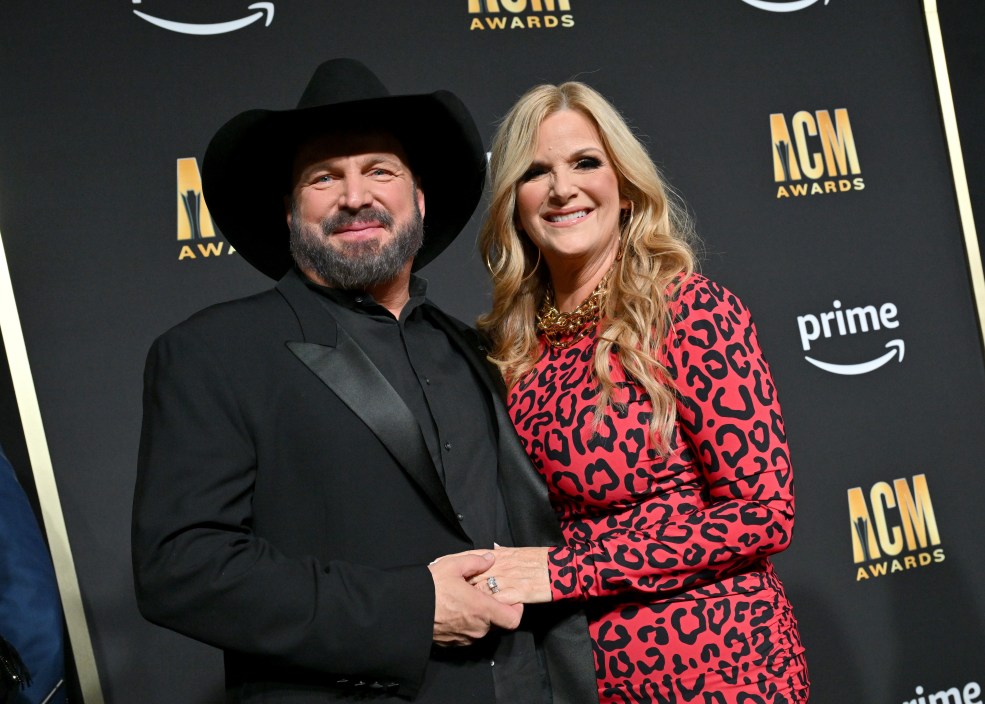 FRISCO, TEXAS - MAY 11: Garth Brooks and Trisha Yearwood attend the 58th Academy of Country Music Awards at The Ford Center at The Star on May 11, 2023 in Frisco, Texas.