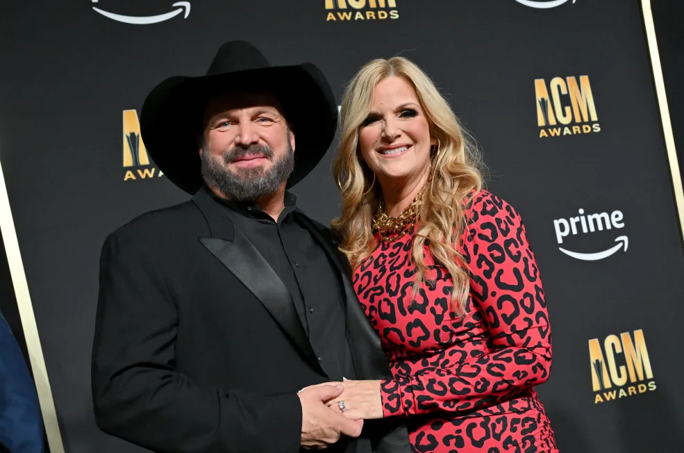 FRISCO, TEXAS - MAY 11: Garth Brooks and Trisha Yearwood attend the 58th Academy of Country Music Awards at The Ford Center at The Star on May 11, 2023 in Frisco, Texas.