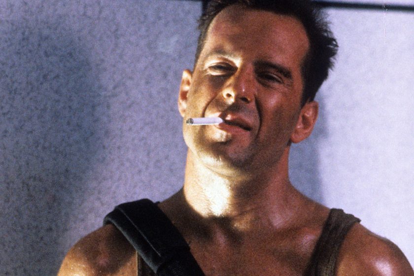 Bruce Willis with cigarette in a scene from the film 'Die Hard', 1988. 