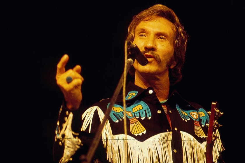 American singer Marty Robbins on stage, 1975.