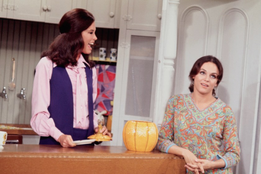Mary Tyler Moore and Valerie Harper on the set of The Mary Tyler Moore Show. The show ran from 1970-1974.