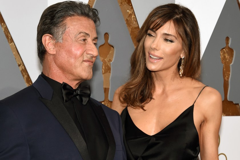 HOLLYWOOD, CA - FEBRUARY 28: Actor Sylvester Stallone (L) and model Jennifer Flavin attend the 88th Annual Academy Awards at Hollywood & Highland Center on February 28, 2016 in Hollywood, California. 