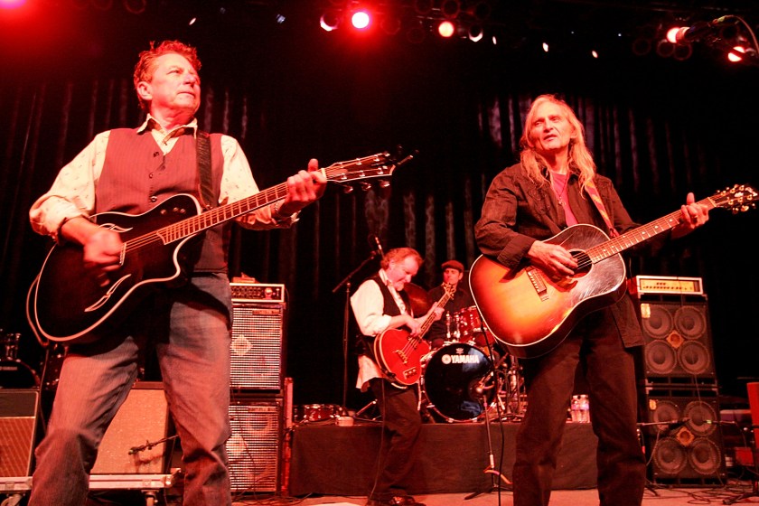 Joe Ely (L) and Jimmy Dale Gilmore perform with the Flatlanders at the ''Help Us Help Haiti'' benefit concert at the Austin Music Hall on January 24, 2010 in Austin, Texas.