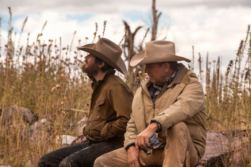Dave Annable and Kevin Costner in Yellowstone Season 1 Episode 1