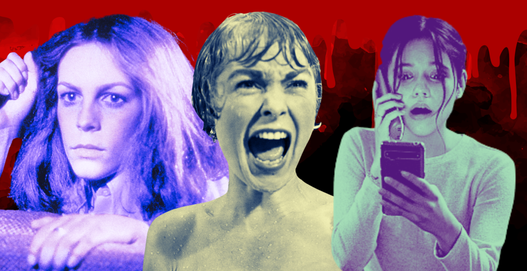 Jamie Lee Curtis in "Halloween"/ Janet Leigh in "Psycho"/ Jenna Ortega in "Scream (2022)"