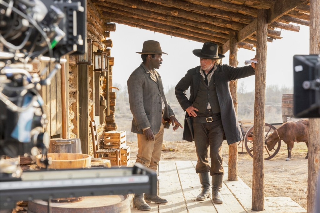 David Oyelowo and Dennis Quaid on the set of "Lawman: Bass Reeves"