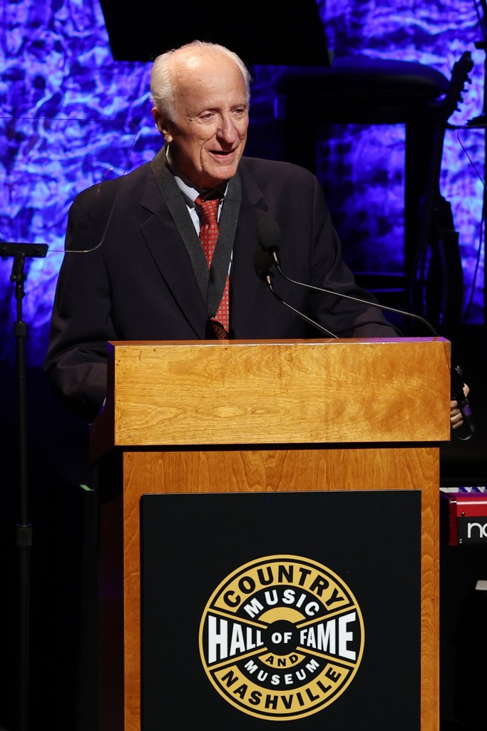 NASHVILLE, TENNESSEE - OCTOBER 22: (EDITORIAL USE ONLY) Honoree Bob McDill speaks onstage during the Class of 2023 Medallion Ceremony at Country Music Hall of Fame and Museum on October 22, 2023 in Nashville, Tennessee.