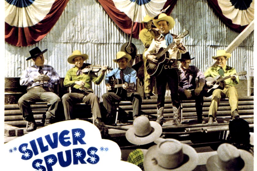 Silver Spurs, lobbycard, Roy Rogers (standing) and the Sons of the Pioneers, 1943. 