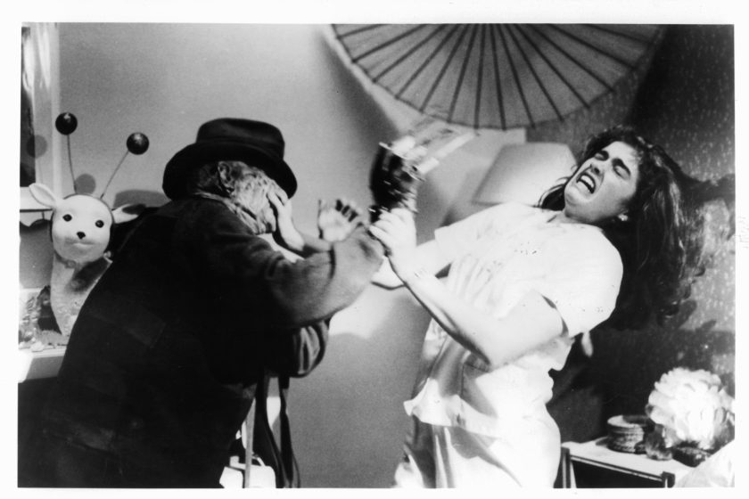 Robert Englund attacks Heather Langenkamp in a scene from the film 'A Nightmare On Elm Street', 1984.