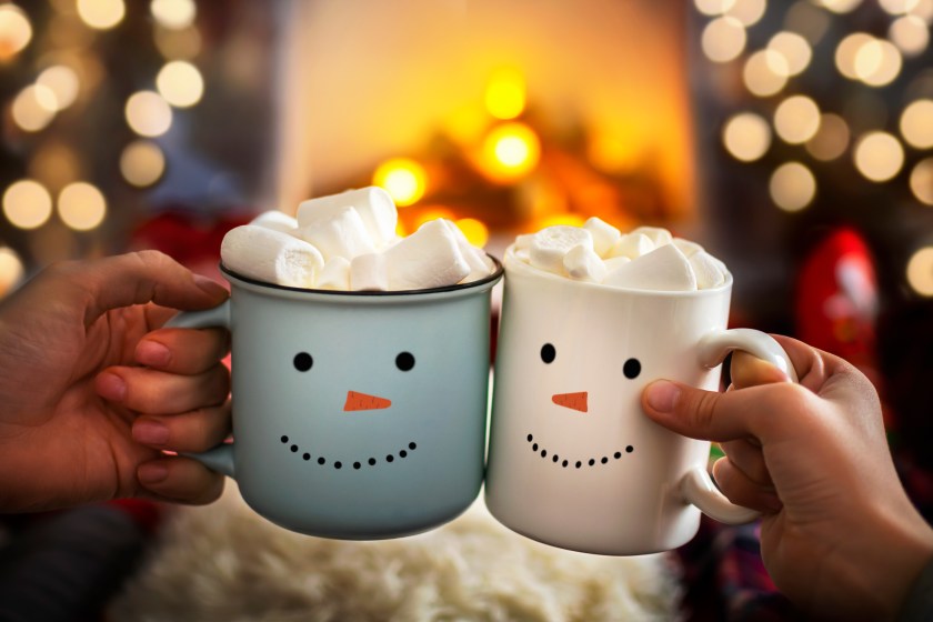 Cocoa in Christmas mugs
