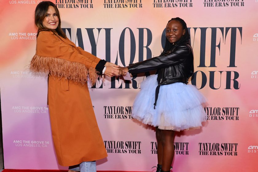 LOS ANGELES, CALIFORNIA - OCTOBER 11: (L-R) Mariska Hargitay and Amaya Hermann attend "Taylor Swift: The Eras Tour" Concert Movie World Premiere at AMC The Grove 14 on October 11, 2023 in Los Angeles, California.