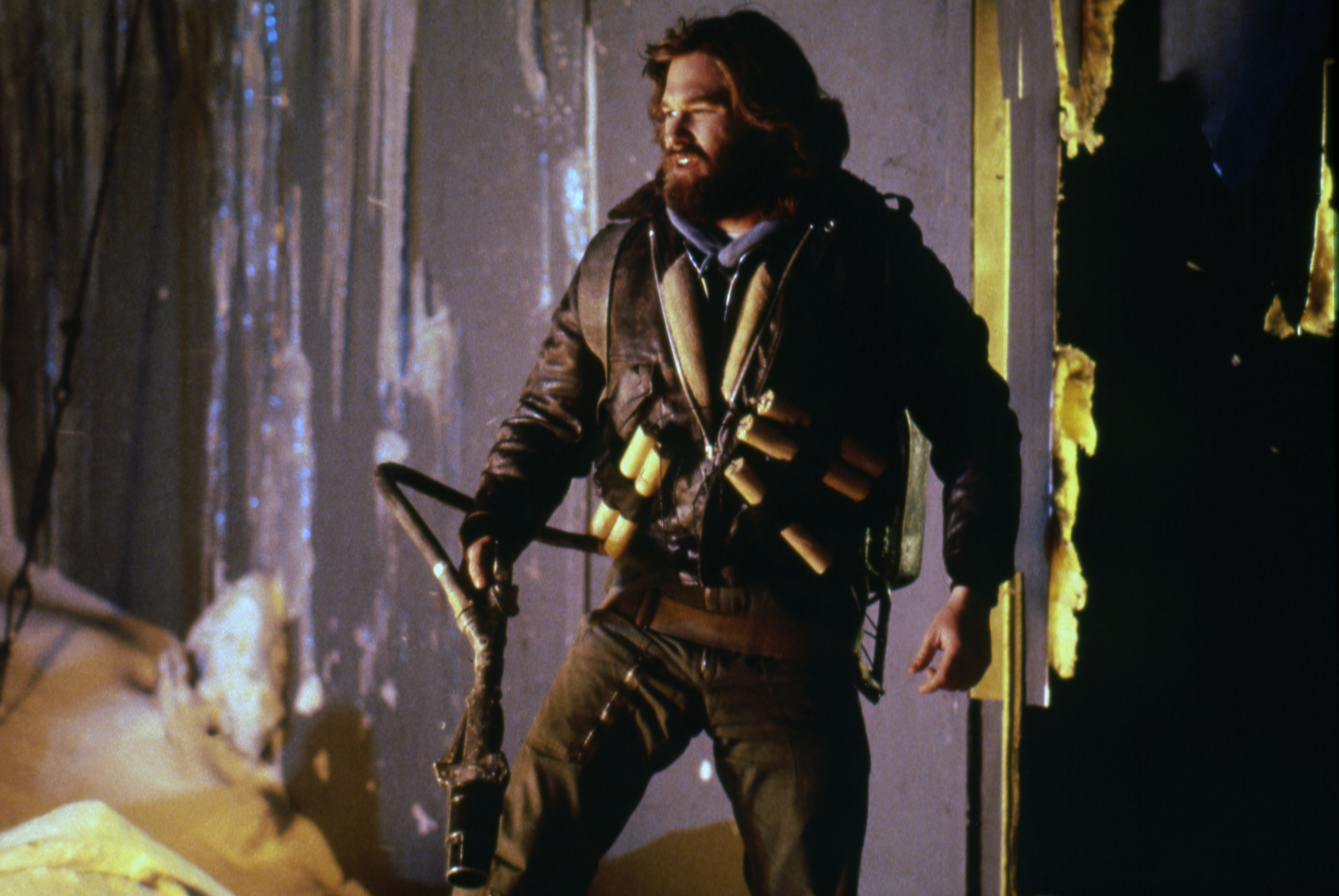 Kurt Russell on the set of "The Thing". 